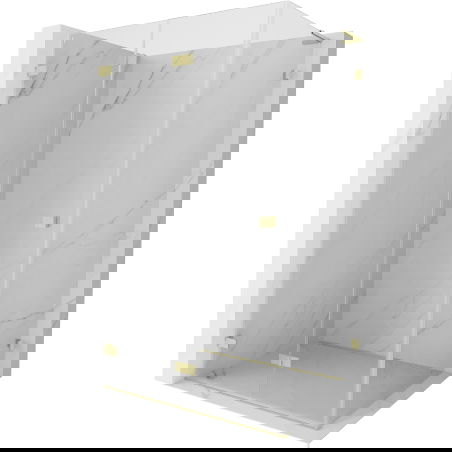 Mexen Lunar-F L sprchová kabina skládací levá 95 x 80 cm, transparentní, zlatá kartáčovaná - 836L-095-080-55-00-L