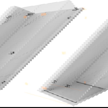 Mexen Lunar-F L skládací sprchová kabina levá 90 x 70 cm, transparentní, růžové zlato - 836L-090-070-60-00-L