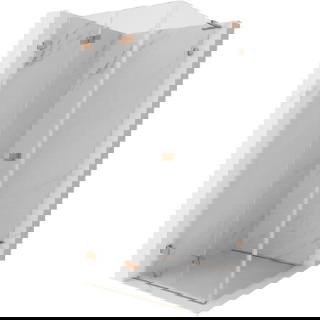 Mexen Lunar-F L skládací sprchový kout levý 90 x 90 cm, transparentní, kartáčovaná měď - 836L-090-090-65-00-L