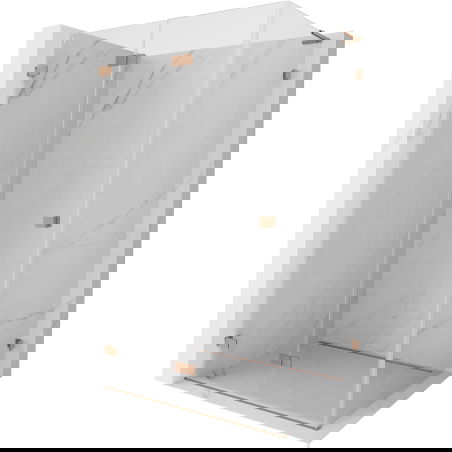 Mexen Lunar-F L skládací sprchový kout levý 100 x 90 cm, transparentní, kartáčovaná měď - 836L-100-090-65-00-L