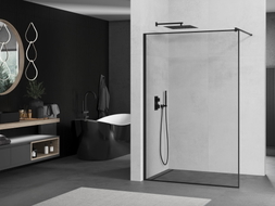 Mexen Kioto sprchová stěna Walk-in 90 x 200 cm, černý rám 8 mm, černá - 800-090-101-70-70