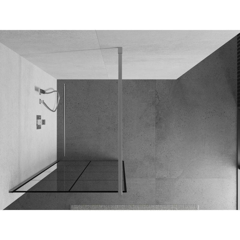 Mexen Kioto sprchová stěna Walk-in 70 x 200 cm, černá mřížka 8 mm, chrom - 800-070-101-01-77