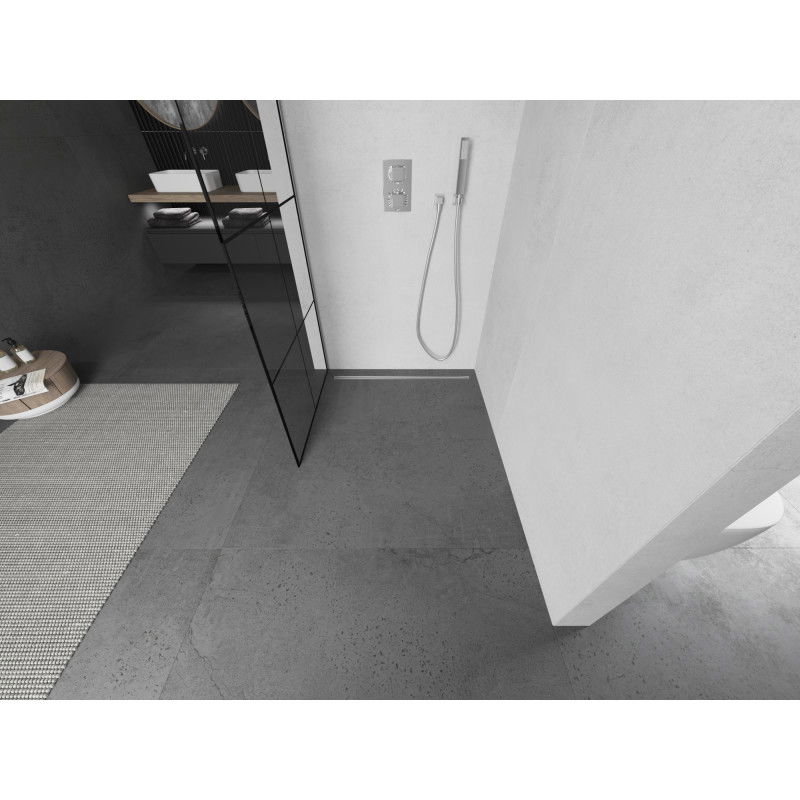 Mexen Kioto sprchová stěna Walk-in 90 x 200 cm, černá mřížka 8 mm, chrom - 800-090-101-01-77