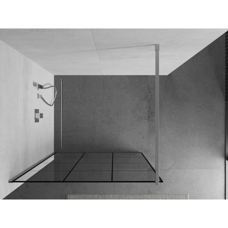 Mexen Kioto sprchová stěna Walk-in 100 x 200 cm, černá mřížka 8 mm, chrom - 800-100-101-01-77