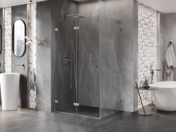 Mexen Lunar-F L skládací sprchová kabina levá 95 x 70 cm, transparentní, kartáčovaný nikl - 836L-095-070-97-00-L