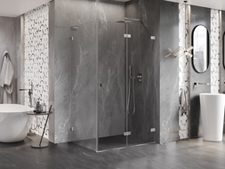 Mexen Lunar-F L skládací sprchový kout pravý 90 x 80 cm, průhledný, chrom - 836L-090-080-01-00-P