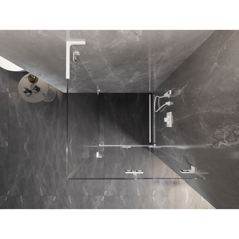 Mexen Lunar-F L sprchová kabina skládací pravá 80 x 80 cm, transparentní, bílá - 836L-080-080-20-00-P