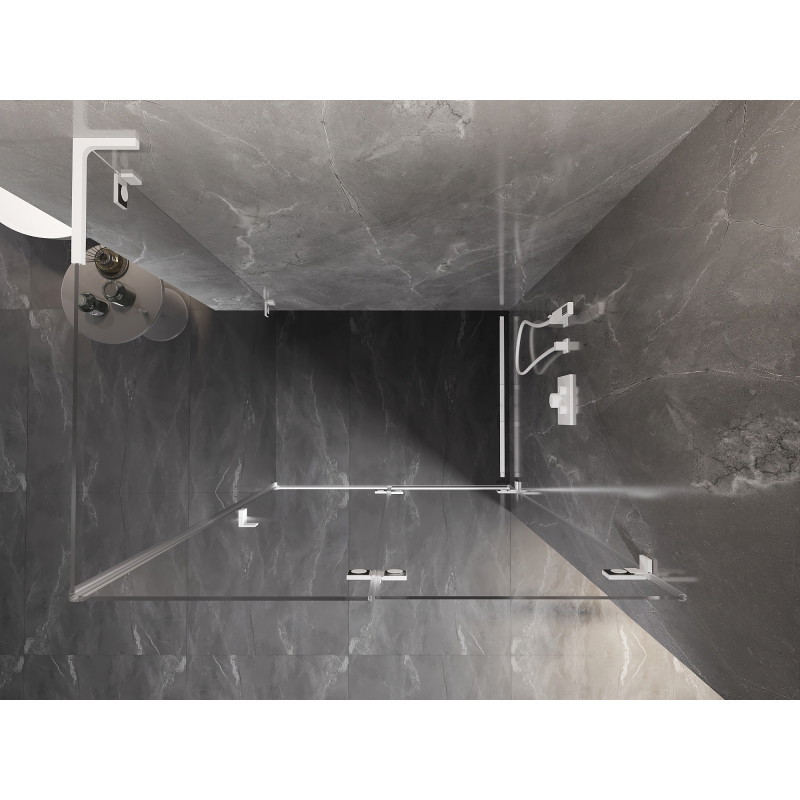 Mexen Lunar-F L skládací sprchová kabina pravá 90 x 80 cm, transparentní, bílá - 836L-090-080-20-00-P