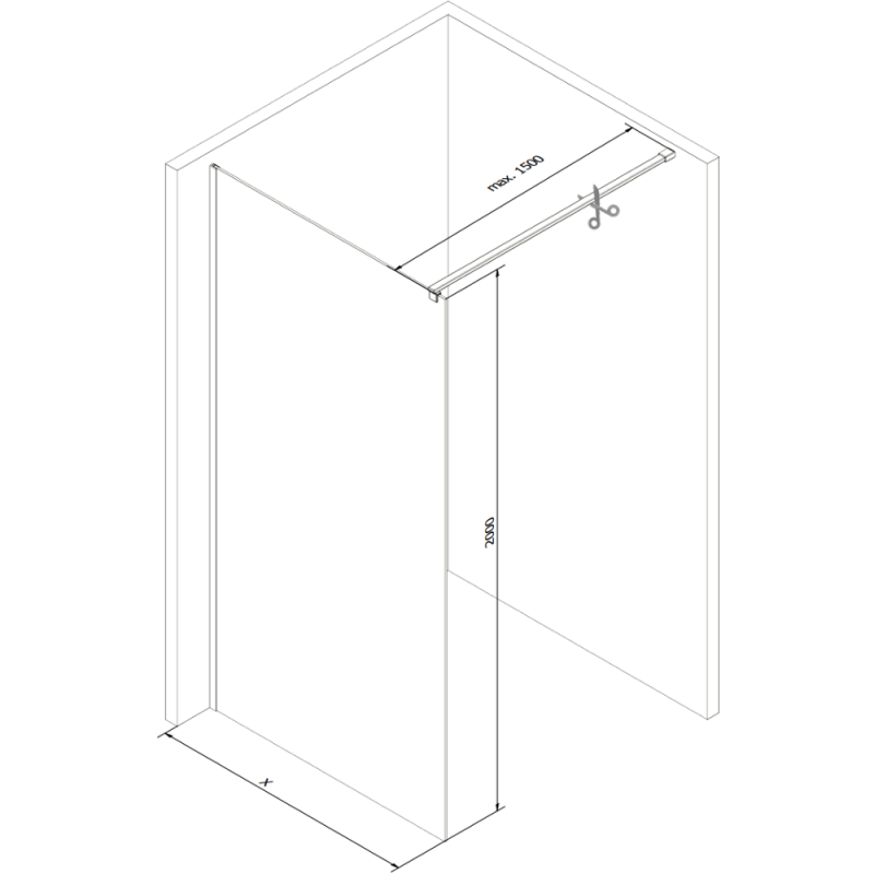Mexen Kioto sprchová stěna Walk-in 110 x 200 cm, černý vzor 8 mm, zlatá - 800-110-101-50-78