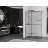 Mexen Kioto sprchová zástěna Walk-in 90 x 200 cm, černý vzor 8 mm, růžové zlato - 800-090-101-60-78