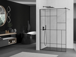 Mexen Kioto sprchová stěna Walk-in 120 x 200 cm, černý vzor 8 mm, černá - 800-120-101-70-78