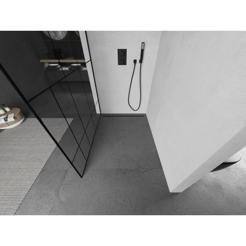 Mexen Kioto sprchová stěna Walk-in 120 x 200 cm, černý vzor 8 mm, černá - 800-120-101-70-78