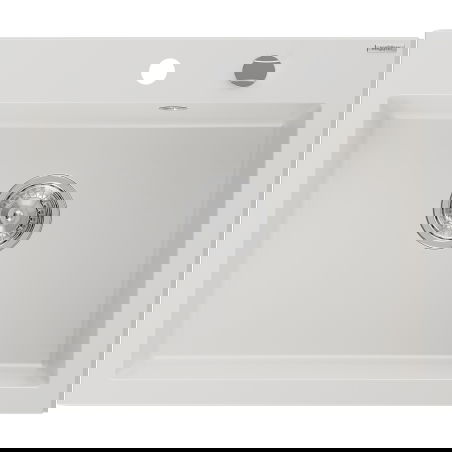 Mexen Elix granitový dřez 1-komorový 600 x 500 mm, bílý, sifon chrom - 6525601005-20