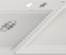 Mexen Elix granitový dřez 1-komorový 600 x 500 mm, bílý, sifon chrom - 6525601005-20