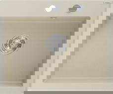 Mexen Elix granitový dřez 1-komorový 600 x 500 mm, béžový, sifon chrom - 6525601005-69