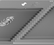 Mexen Elix granitový dřez 1-komorový 600 x 500 mm, šedý, sifon chrom - 6525601005-71