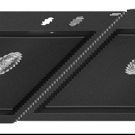 Mexen Elix granitový dřez 1-komorový 600 x 500 mm, černý/stříbrný metalický, sifon chrom - 6525601005-73