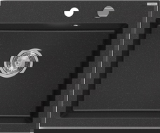 Mexen Elix granitový dřez 1-komorový 600 x 500 mm, černý/stříbrný metalický, sifon chrom - 6525601005-73