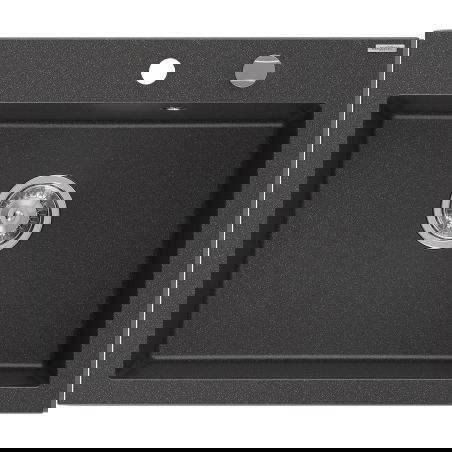 Mexen Elix dřez granitový 1-komorový 600 x 500 mm, černý skvrnitý, sifon chrom - 6525601005-76