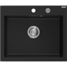 Mexen Elix kuchyňský dřez granitový 1-komorový 600 x 500 mm, černý, sifon chrom - 6525601005-77