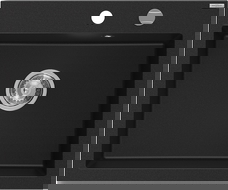 Mexen Elix kuchyňský dřez granitový 1-komorový 600 x 500 mm, černý, sifon chrom - 6525601005-77