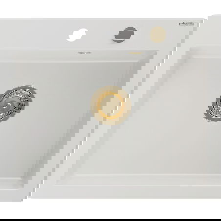 Mexen Elix granitový dřez 1-komorový 600 x 500 mm, bílý, zlatý sifon - 6525601005-20-G