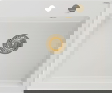 Mexen Elix granitový dřez 1-komorový 600 x 500 mm, bílý, zlatý sifon - 6525601005-20-G