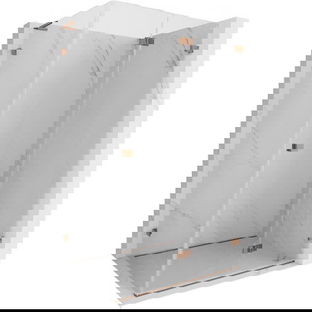 Mexen Lunar-F L skládací sprchový kout pravý 85 x 80 cm, transparentní, růžové zlato - 836L-085-080-60-00-P