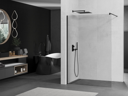 Mexen Kioto sprchová zástěna Walk-in 160 x 200 cm, transparentní 8 mm, černá - 800-160-101-70-00