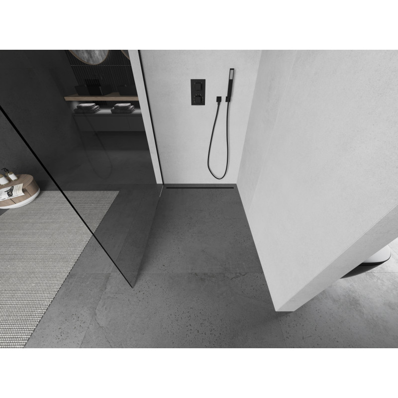 Mexen Kioto sprchová zástěna Walk-in 160 x 200 cm, transparentní 8 mm, černá - 800-160-101-70-00