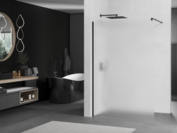 Mexen Kioto sprchová stěna Walk-in 130 x 200 cm, mrazivá 8 mm, černá - 800-130-101-70-30