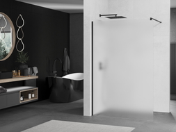 Mexen Kioto sprchová stěna Walk-in 140 x 200 cm, matná 8 mm, černá - 800-140-101-70-30