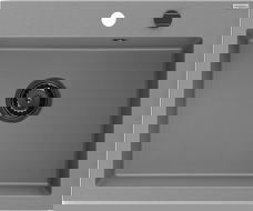 Mexen Elix granitový dřez 1-komorový 600 x 500 mm, šedý, sifon černý - 6525601005-71-B