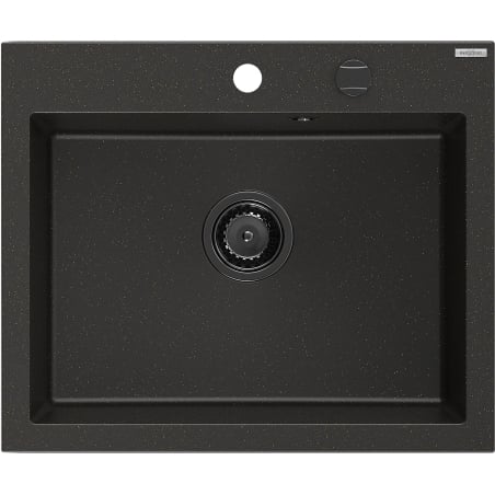 Mexen Elix granitový dřez 1-komorový 600 x 500 mm, černý/zlatý metalik, černý sifon - 6525601005-75-B
