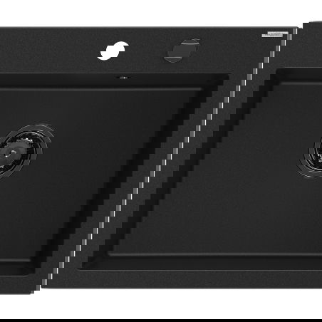 Mexen Elix granitový dřez 1-komorový 600 x 500 mm, černý, černý sifon - 6525601005-77-B