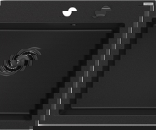 Mexen Elix granitový dřez 1-komorový 600 x 500 mm, černý, černý sifon - 6525601005-77-B