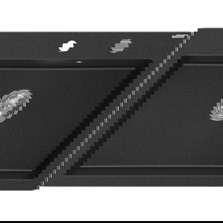 Mexen Elix granitový dřez 1-komorový 700 x 500 mm, černý/stříbrný metalik, sifon chrom - 6526701005-73