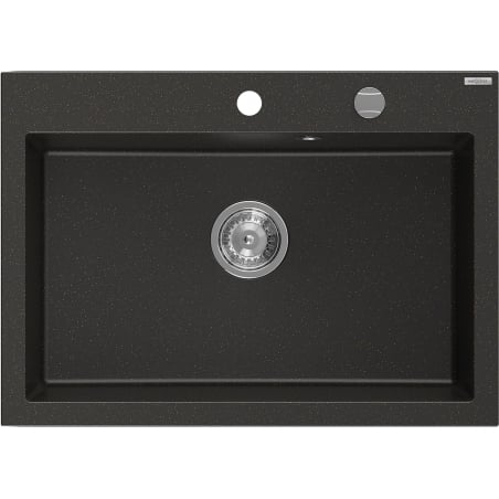 Mexen Elix granitový dřez 1-komorový 700 x 500 mm, černý/zlatý metalický, sifon chrom - 6526701005-75