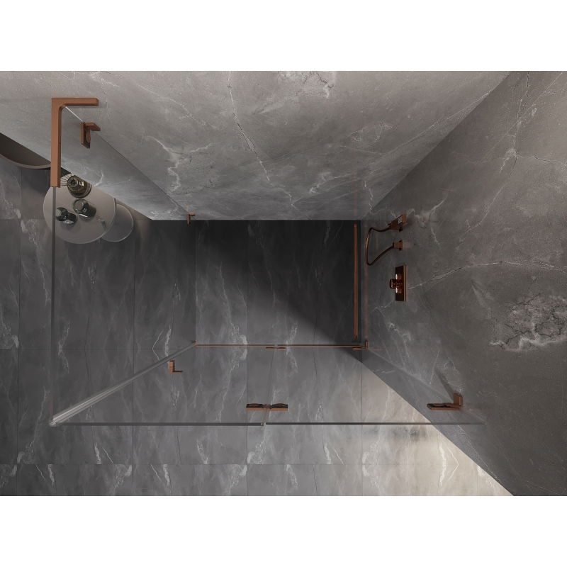 Mexen Lunar-F L sprchová kabina skládací pravá 90 x 80 cm, transparentní, kartáčovaná měď - 836L-090-080-65-00-P