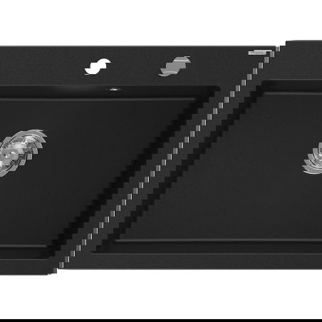 Mexen Elix granitový dřez 1-komorový 700 x 500 mm, černý, sifon chrom - 6526701005-77