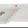 Mexen Elix granitový dřez 1-komorový 700 x 500 mm, bílý, zlatý sifon - 6526701005-20-G