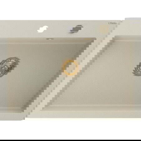 Mexen Elix granitový dřez 1-komorový 700 x 500 mm, béžový, sifon zlatý - 6526701005-69-G