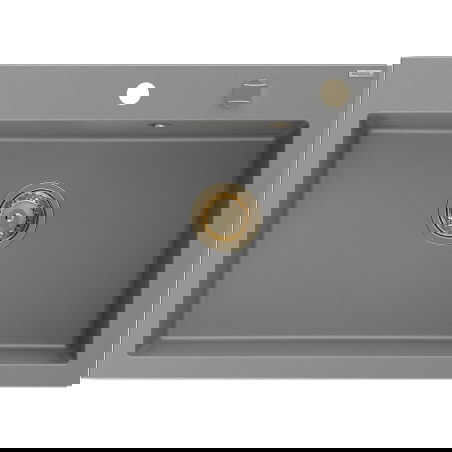 Mexen Elix granitový dřez 1-komorový 700 x 500 mm, šedý, sifon zlatý - 6526701005-71-G