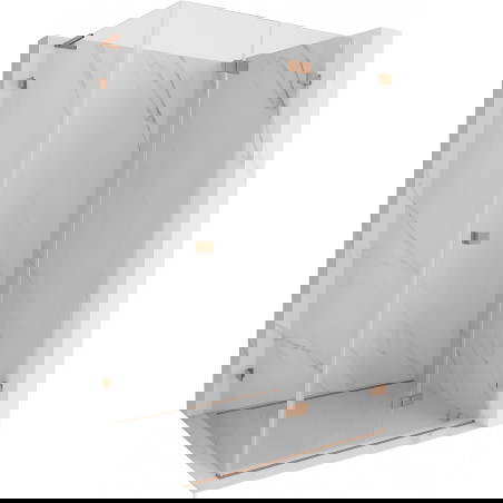 Mexen Lunar-F L skládací sprchový kout pravý 100 x 90 cm, transparentní, kartáčovaná měď - 836L-100-090-65-00-P