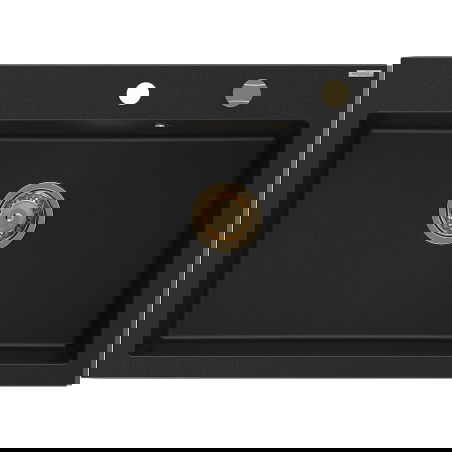 Mexen Elix dřez žulový 1-komorový 700 x 500 mm, černý, sifon zlatý - 6526701005-77-G