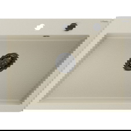 Mexen Elix granitový dřez 1-komorový 700 x 500 mm, béžový, černý sifon - 6526701005-69-B