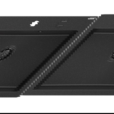 Mexen Elix granitový dřez 1-komorový 700 x 500 mm, černý/stříbrný metalík, černý sifon - 6526701005-73-B