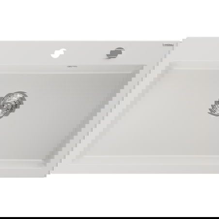 Mexen Elix granitový dřez 1-komorový 800 x 500 mm, bílý, sifon chrom - 6527801005-20