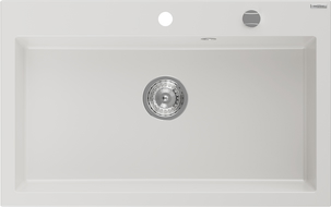 Mexen Elix granitový dřez 1-komorový 800 x 500 mm, bílý, sifon chrom - 6527801005-20