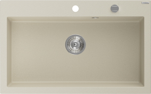 Mexen Elix granitový dřez jednokomorový 800 x 500 mm, béžový, sifon chrom - 6527801005-69
